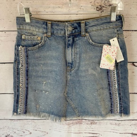NWT Free People Side Stripe Mini Skirt - Picture 3 of 11